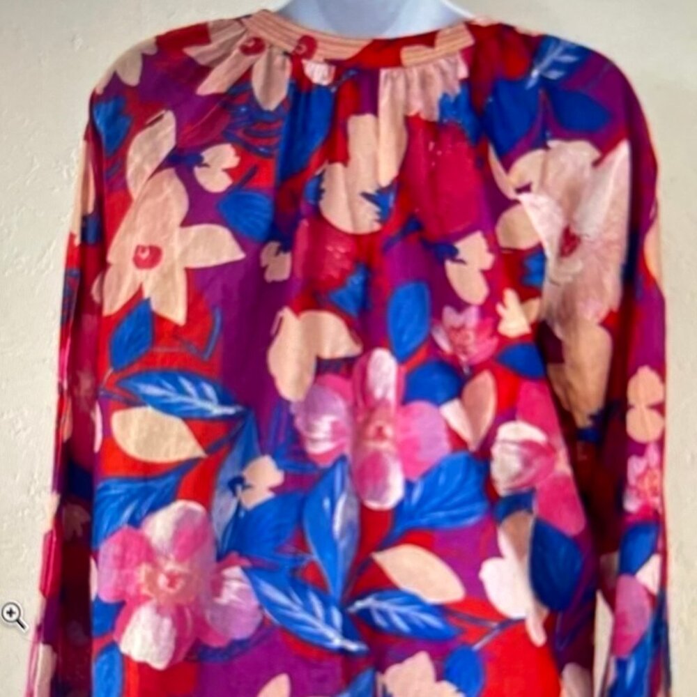 JOHNNY WAS WorkShop 100% Cotton Top with Bold Floral Print: Size Medium: NWOT!! - Picture 6 of 11